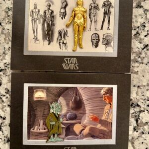 Star Wars Weekend Jumbo C-3PO & Yoda Pins With Original Mini-Print Backings LE